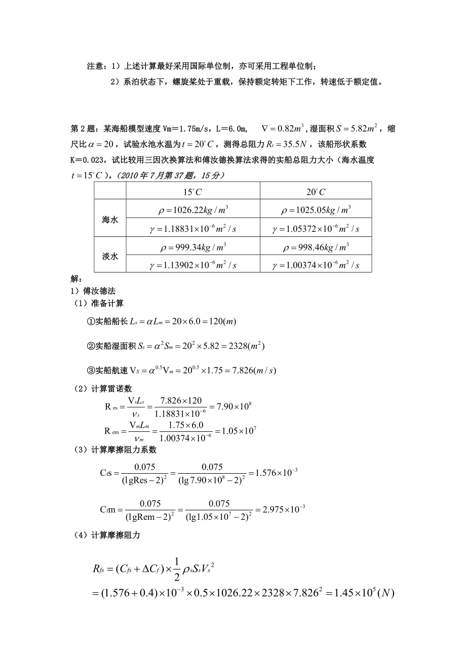 船舶阻力的计算步骤为