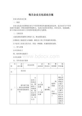 企业员工活动计划方案怎么写