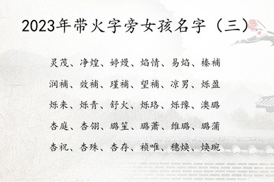 带火字旁的字女孩名字