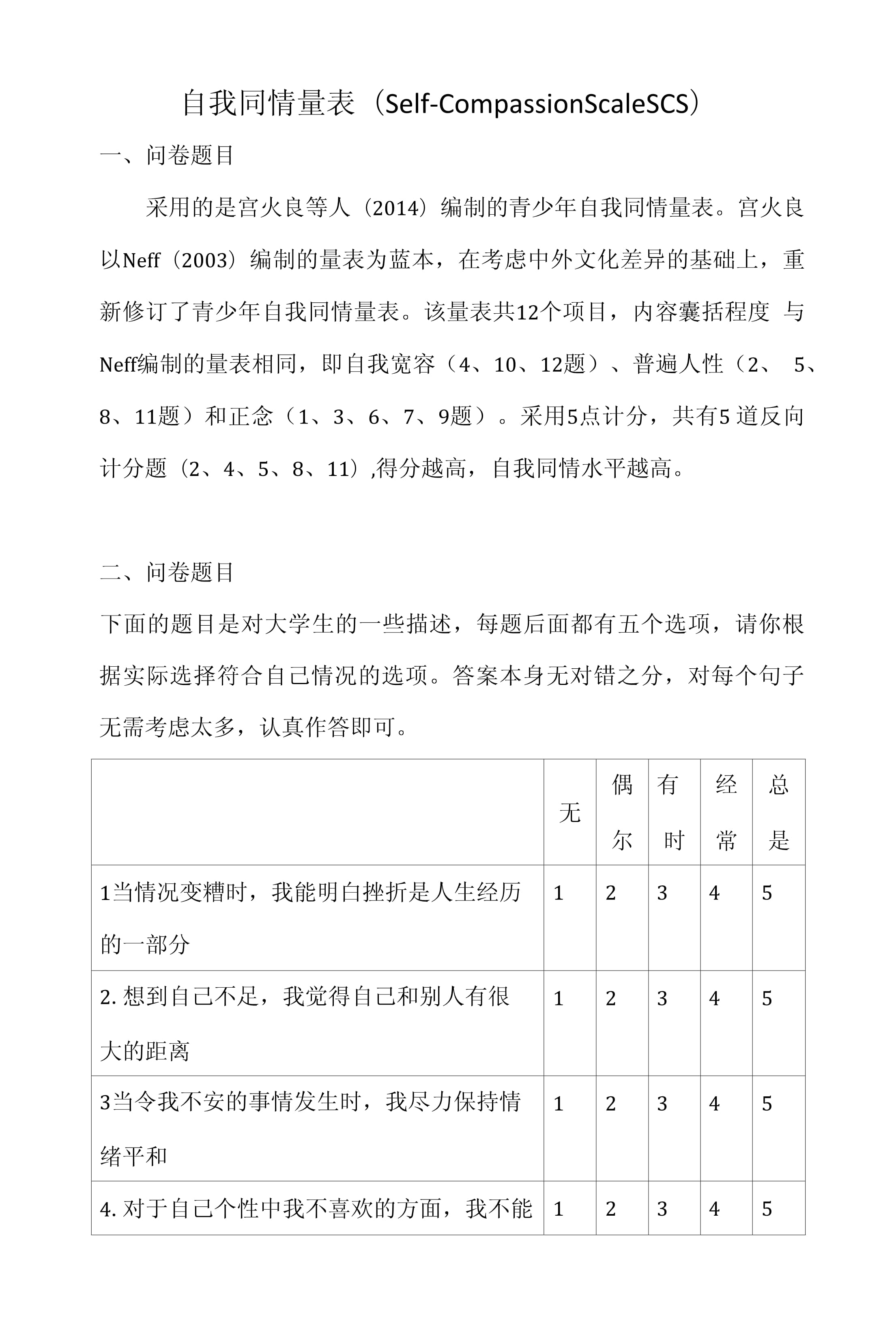 self score翻译成中文